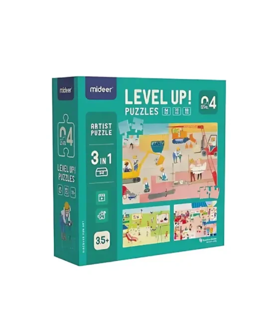 Mideer Level Up 3-in-1 Artist Puzzle – Level 4 Construction, Park and Town