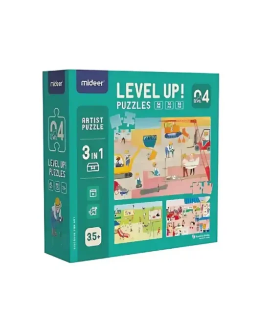 Mideer Level Up 3-in-1 Artist Puzzle – Level 4 Construction, Park and Town Main