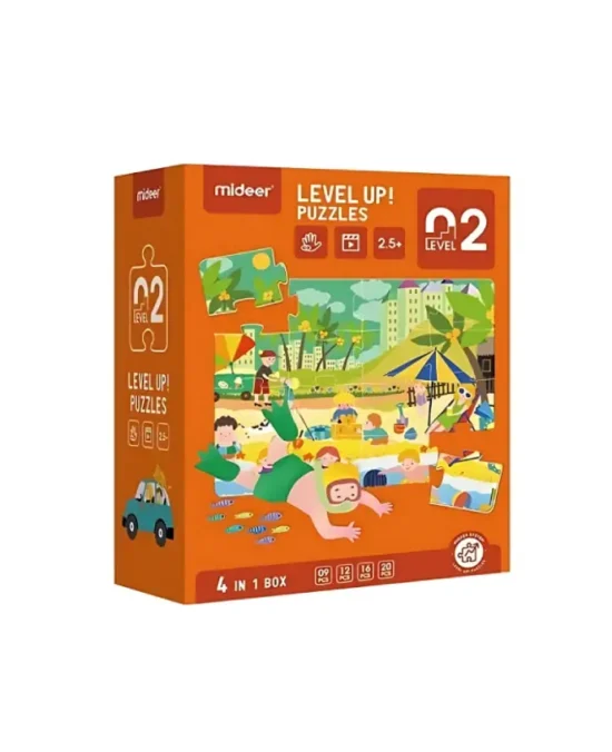 Mideer Level Up 4-in-1 Box Puzzles - Beach Day Fun