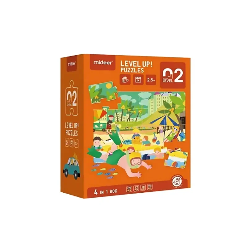 Mideer Level Up 4-in-1 Box Puzzles - Beach Day Fun