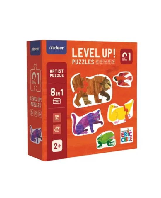 Mideer Level Up! Puzzle by Eric Carle – 8-in-1 Puzzle – Animals