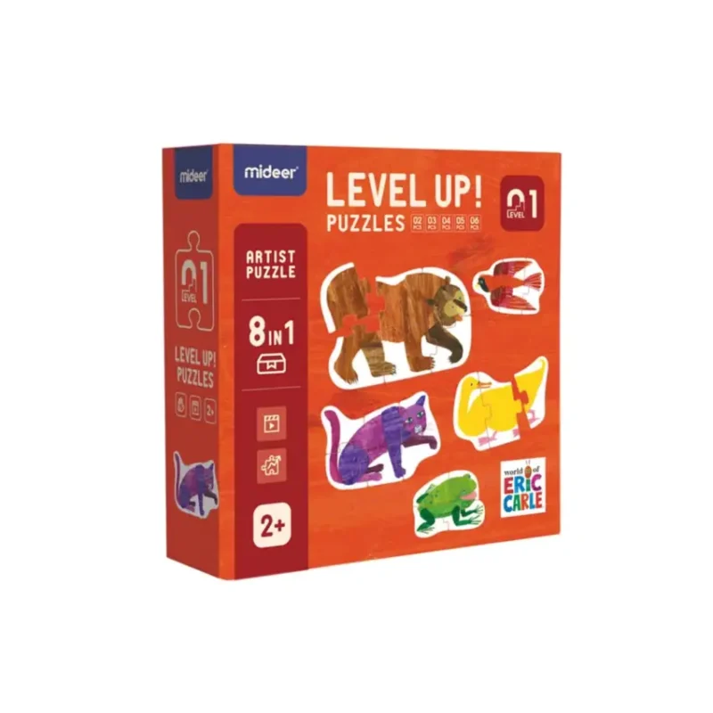 Mideer Level Up! Puzzle by Eric Carle – 8-in-1 Puzzle – Animals