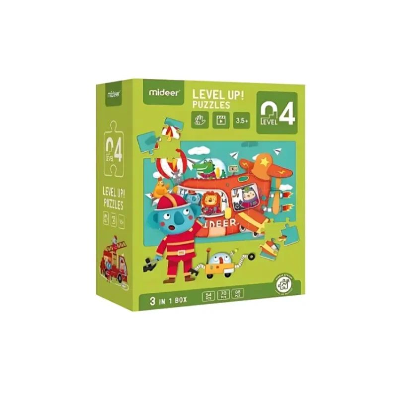 Mideer Level Up! Puzzles - 3-in-1 Box - Transportation