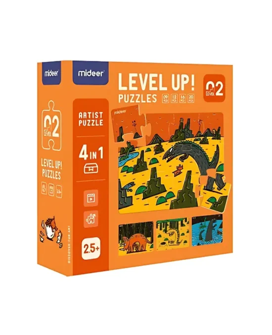 Mideer Level Up Series - Level 2 - Dinosaurs (4-in-1 Puzzle)