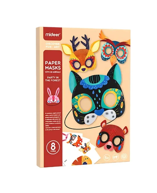 Mideer Paper Masks with 3D Animals - Party in the Forest (1)