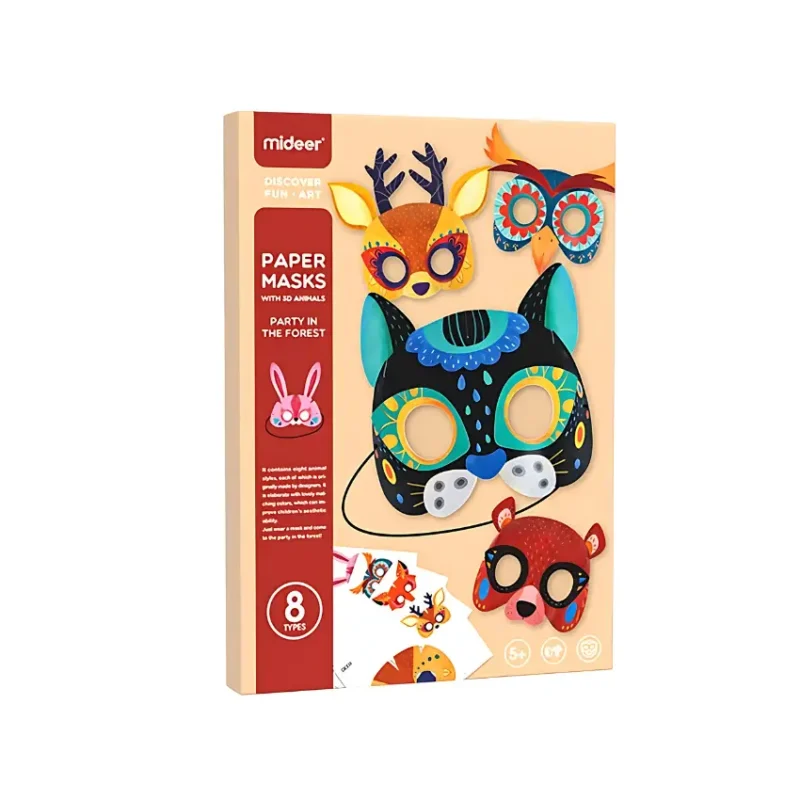 Mideer Paper Masks with 3D Animals - Party in the Forest (1)