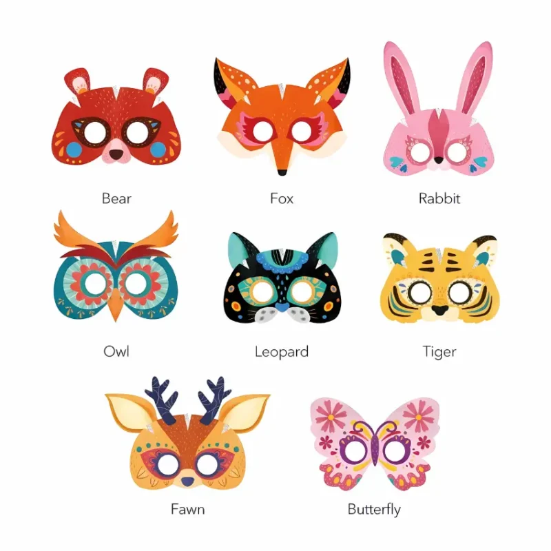 Mideer Paper Masks with 3D Animals - Party in the Forest (5)