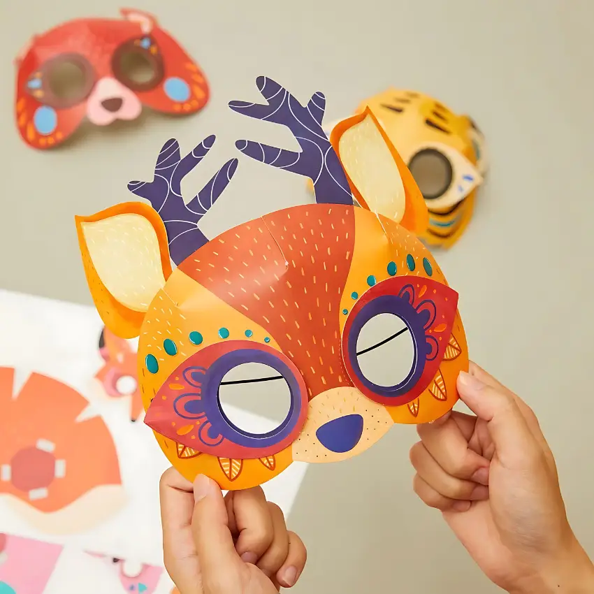 Mideer Paper Masks with 3D Animals - Party in the Forest (7)