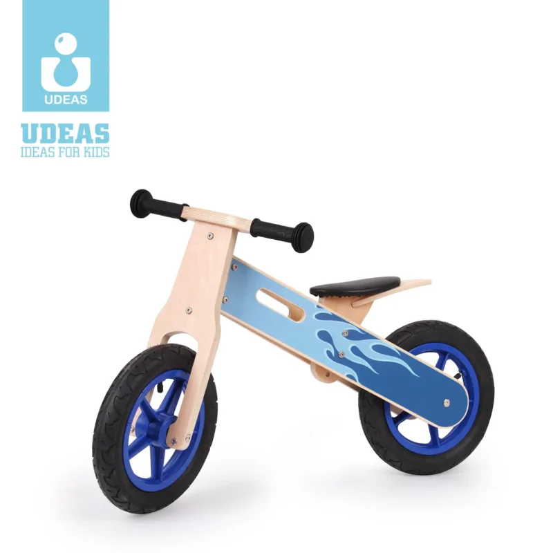 Udeas Wooden Balance Bike Blue Fire (12 Wheel) Air Tire main