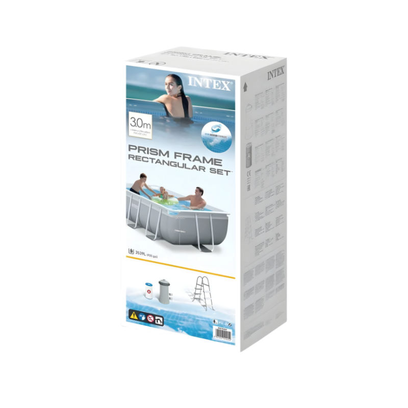 Intex Prism Frame Rectangular Swimming Pool – 300x175x80cm Package