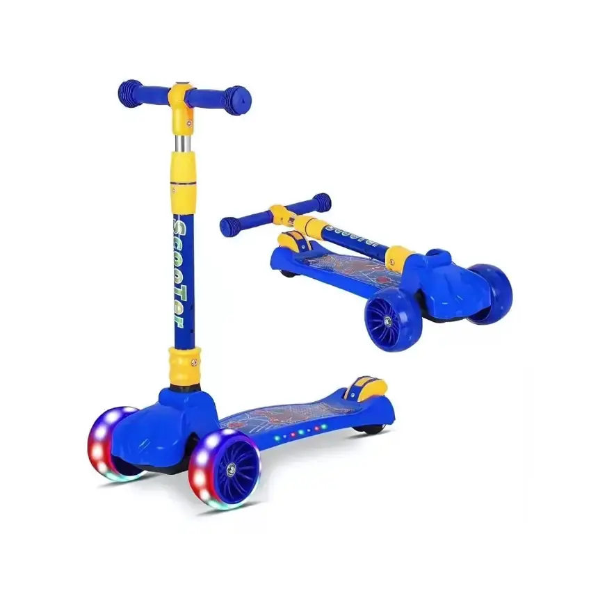 BravoExpress Kids Glider Schooter with Flashing Wheels Blue