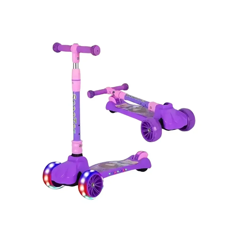 BravoExpress Kids Glider Schooter with Flashing Wheels Purple