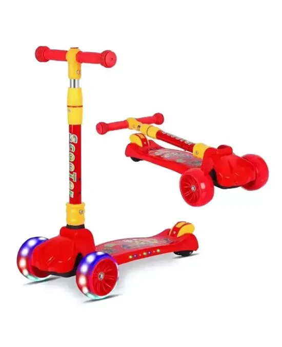 BravoExpress Kids Glider Schooter with Flashing Wheels Red