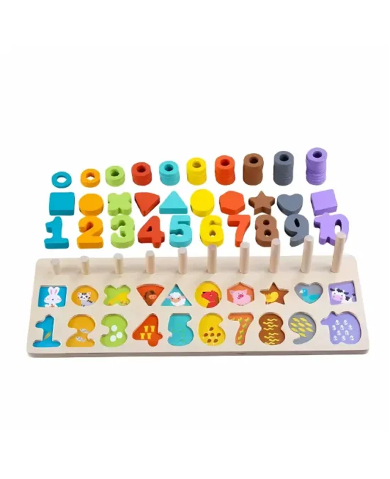 EduMonti Montessori Number and Shape Sorting Board Main