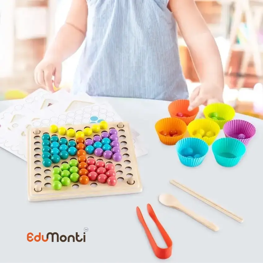 EduMonti Montessori Wooden Clip Beads Game Cover