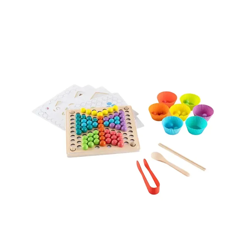 EduMonti Montessori Wooden Clip Beads Game Items