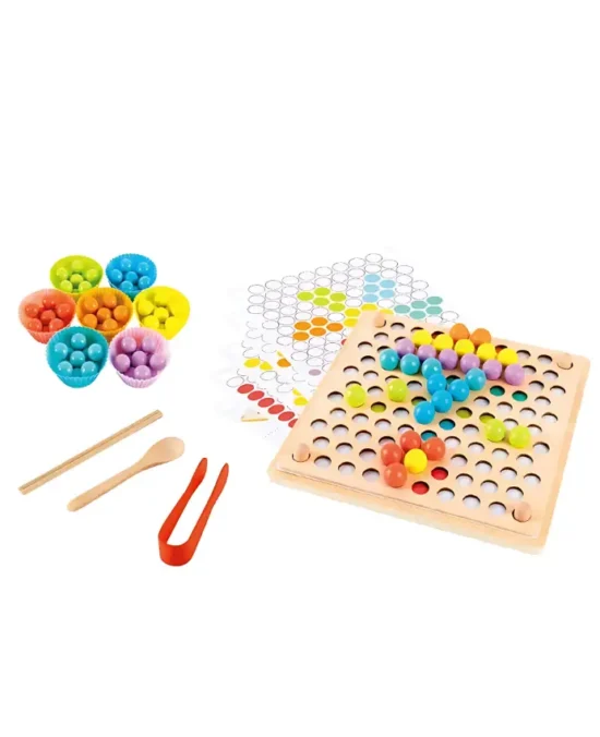 EduMonti Montessori Wooden Clip Beads Game Main