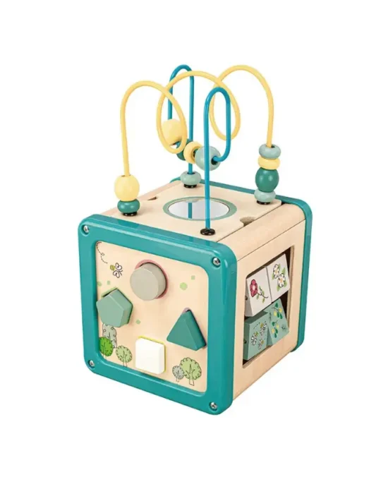 EduMonti Wooden Activity Cube for Fun Learning Main Image