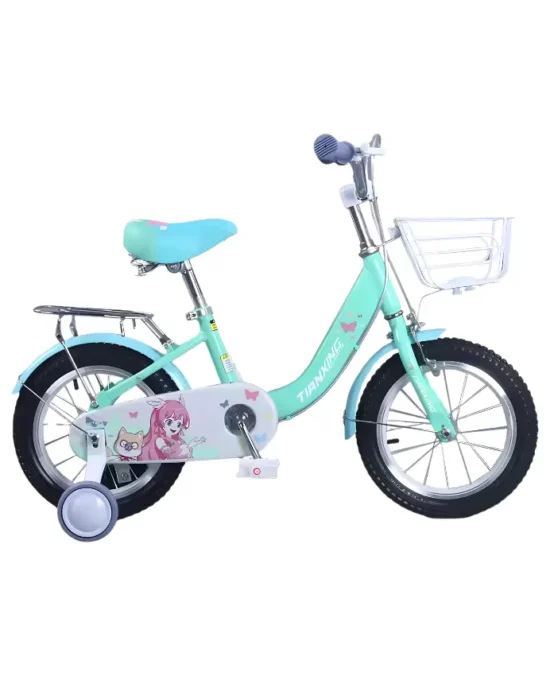 BravoExpress Bicycle with Basket and Training Wheels Pink