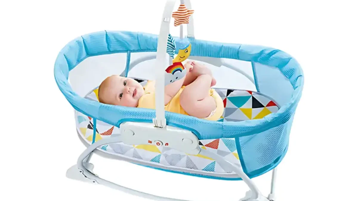 Baby Crib Vibrating Soother - 3 Modes & 4 Timer Levels Sapphire Blue For Newborns & Toddlers