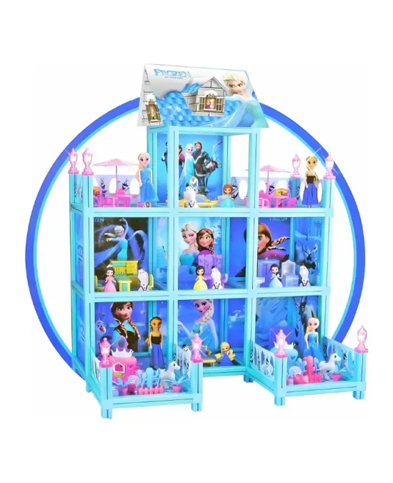 Frozen Big House Dollhouse Play Set with Lights and Dolls (DIY Assembly)