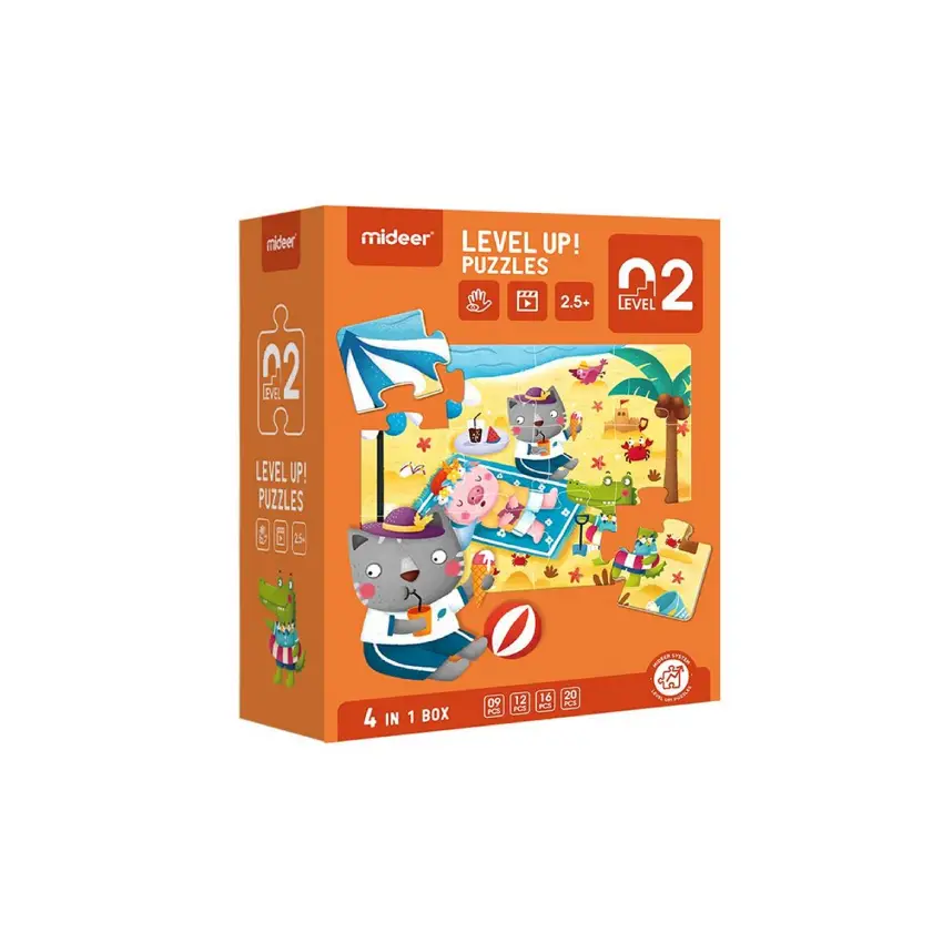 Mideer Level Up 4-in-1 Box Puzzles – 9, 12, 16, and 20 Pieces