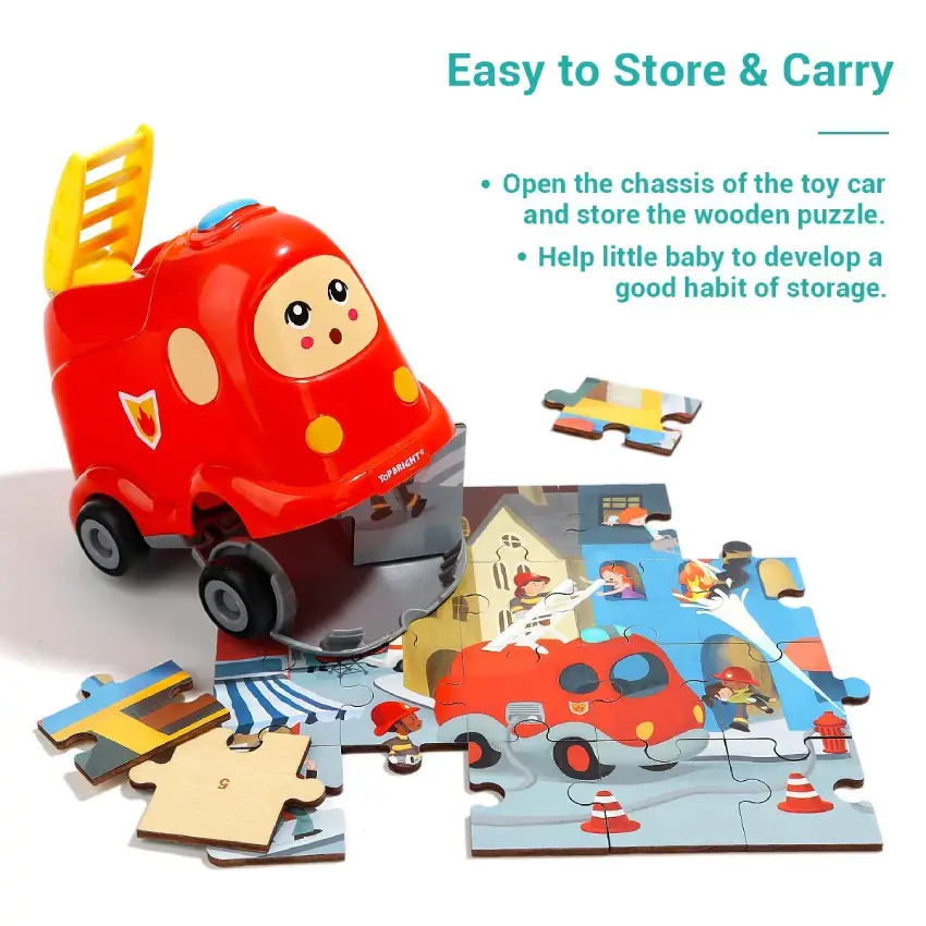 TopBright 24-Piece Wooden Puzzle In Fire Truck (2)