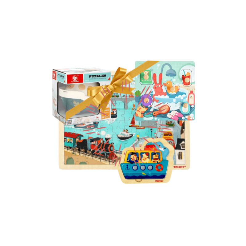 BravoKids CurioBox Wooden Puzzle Bundle – Box 3 (Ages 1 to 3 Years)