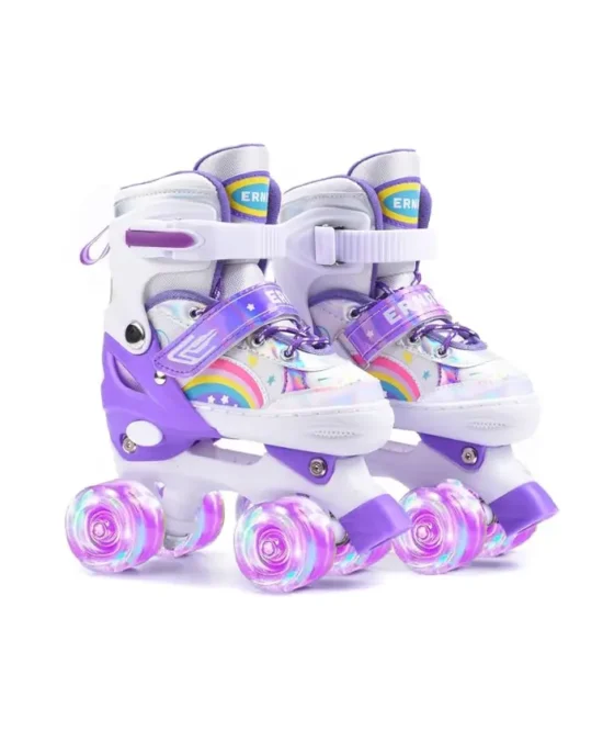 Ernan Kids Roller Skates Adjustable Purple Rainbow – Small (31-34) (3)