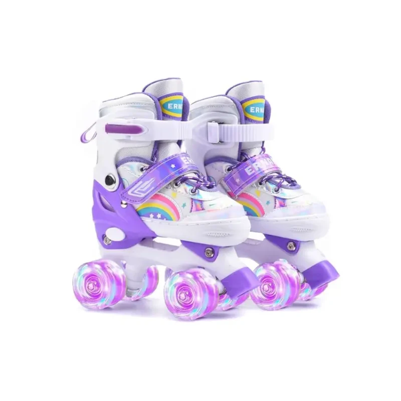 Ernan Kids Roller Skates Adjustable Purple Rainbow – Small (31-34) (3)