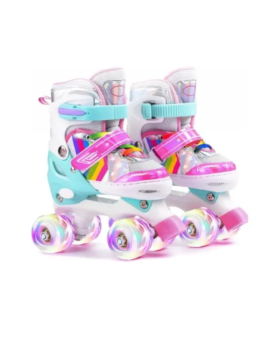 Ernan Roller Skates Adjustable Pink Rainbow - Medium (35-38) (1)