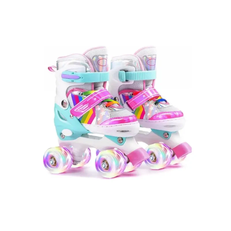 Ernan Roller Skates Adjustable Pink Rainbow - Medium (35-38) (1)