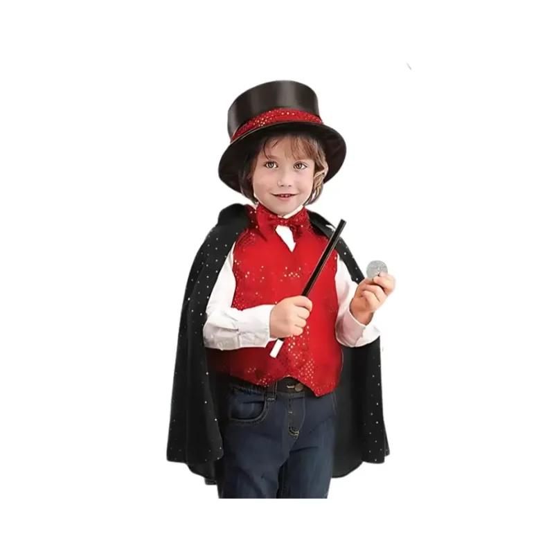 Ultimate Magician Costume Set with Cloak, Top Hat, Wand, Coin and Rabbit (2)