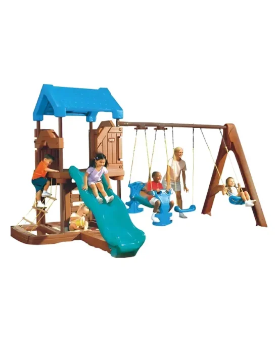 Adventure Fort 3-in-1 Play Set - Swings, Slide, and Climber in Qatar (2)