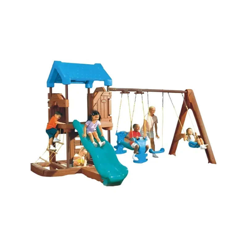 Adventure Fort 3-in-1 Play Set - Swings, Slide, and Climber in Qatar (2)