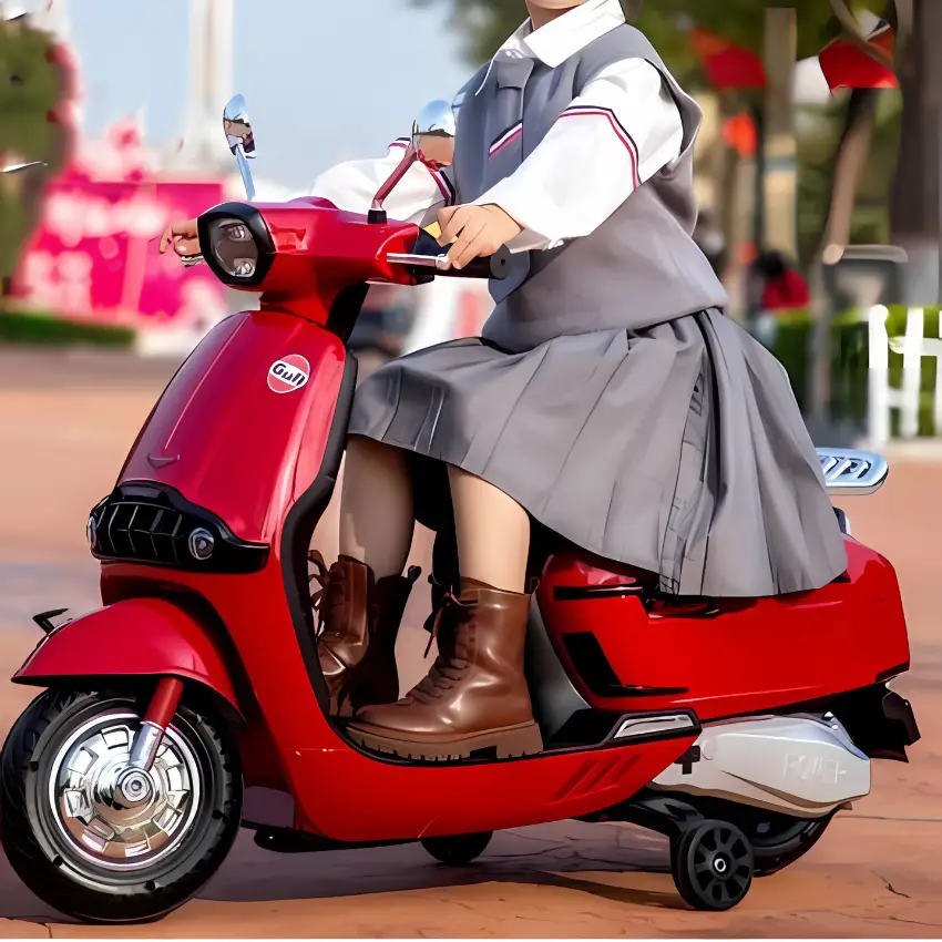 Vespa-Type Ride-On Scooter Red Cover